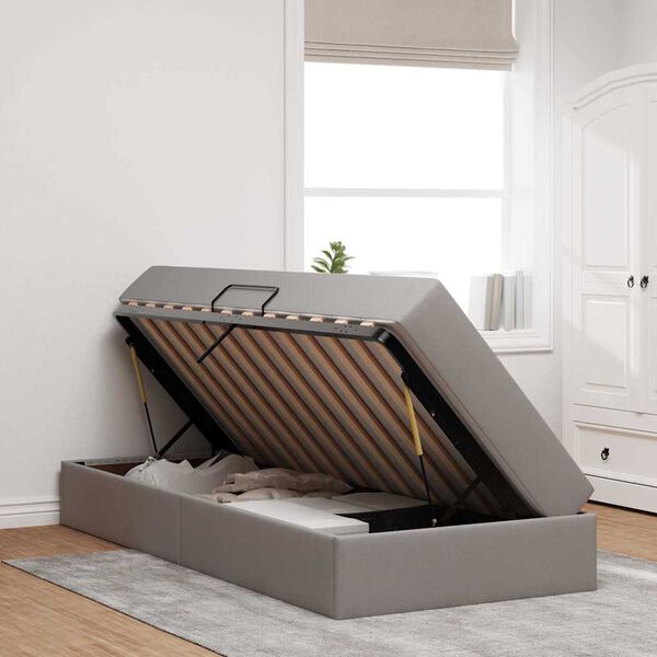 vidaXL Postel s &uacute;ložn&yacute;m prostorem a matrac&iacute; Taupe 90 x 200 cm