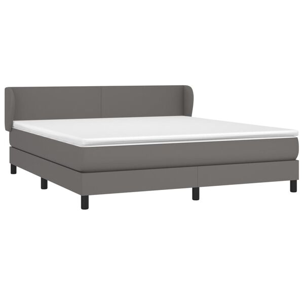 vidaXL Box spring postel s matrac&iacute; &scaron;ed&aacute; 160x200 cm uměl&aacute; kůže