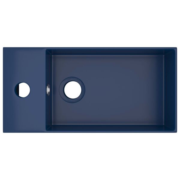 vidaXL Koupelnové umyvadlo s přepadem keramické tmavě modré