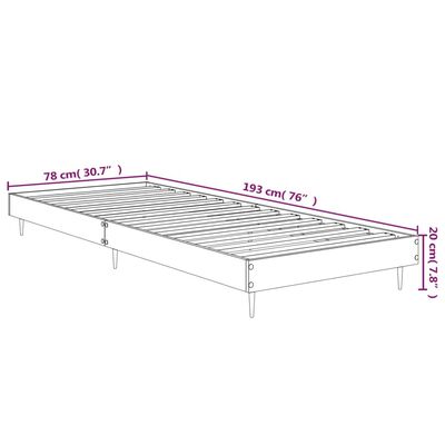vidaXL Rám postele šedý sonoma 75 x 190 cm kompozitní dřevo