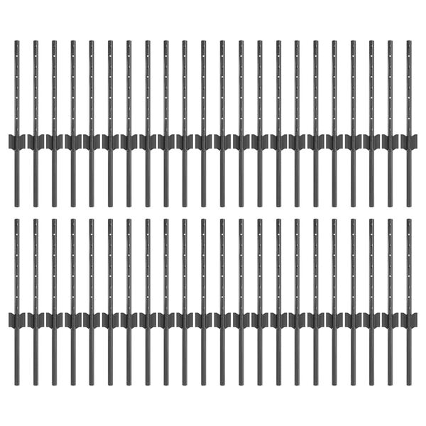 vidaXL Plotové sloupky 44 pcs Šedá 80 cm Ocel