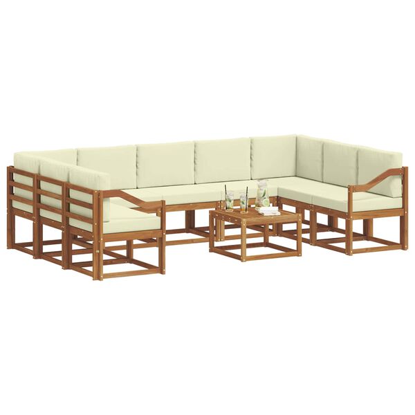 vidaXL Venkovn&iacute; pohovkov&aacute; souprava 10 pcs Přirozen&aacute; a Kr&eacute;mov&aacute;