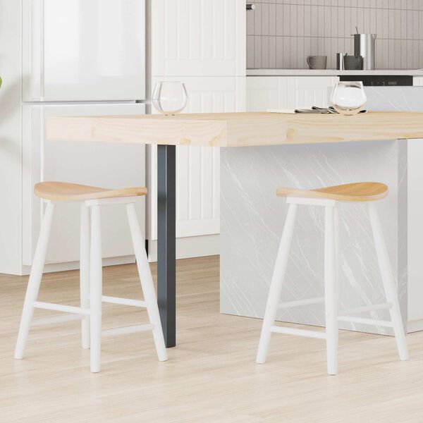 vidaXL J&iacute;deln&iacute; židle 2 pcs B&iacute;l&aacute; 46 x 37 x 63 cm Masivn&iacute; gumov&eacute; dřevo