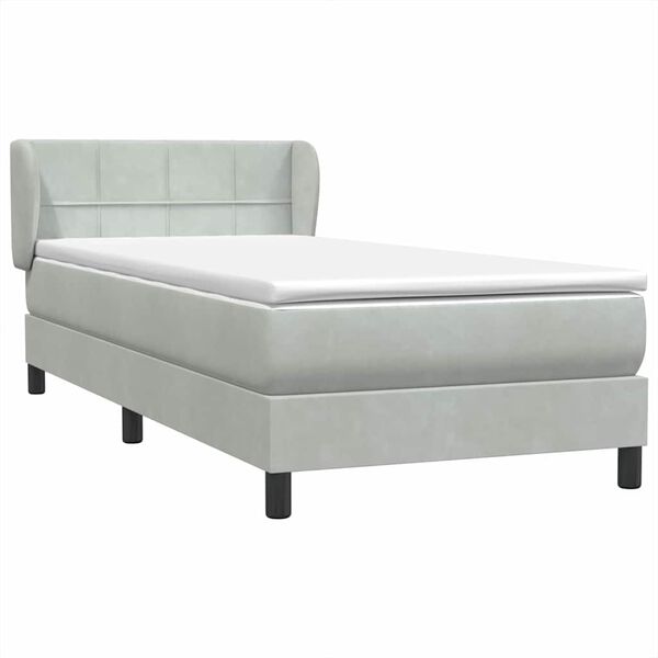 vidaXL Box Spring Postel s matrac&iacute; Světle &scaron;ed&aacute; 90x220 cm Samet