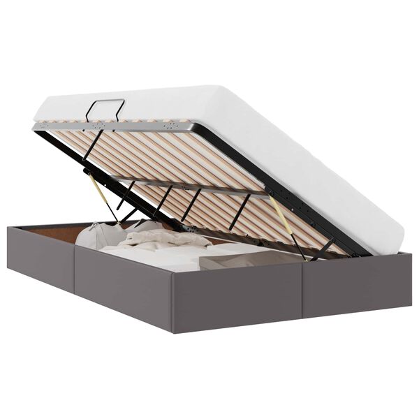 vidaXL Postel s &uacute;ložn&yacute;m prostorem s čelo &Scaron;ed&aacute; 120 x 190 cm Uměl&aacute; kůže