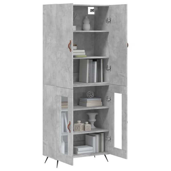 vidaXL Skř&iacute;ň highboard betonově &scaron;ed&aacute; 69,5x34x180 cm kompozitn&iacute; dřevo