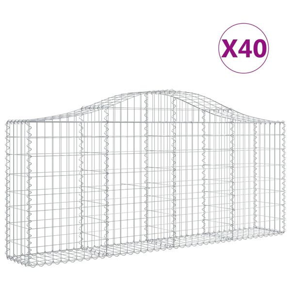 vidaXL Klenut&eacute; gabionov&eacute; ko&scaron;e 40ks 200x30x80/100 cm pozinkovan&eacute; železo