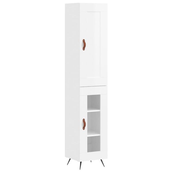 vidaXL Skř&iacute;ň highboard b&iacute;l&aacute; s vysok&yacute;m leskem 34,5x34x180 cm kompozit
