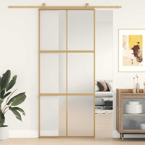 vidaXL Posuvn&eacute; dveře zlat&eacute; 90 x 205 cm ml&eacute;čn&eacute; ESG sklo a hlin&iacute;k