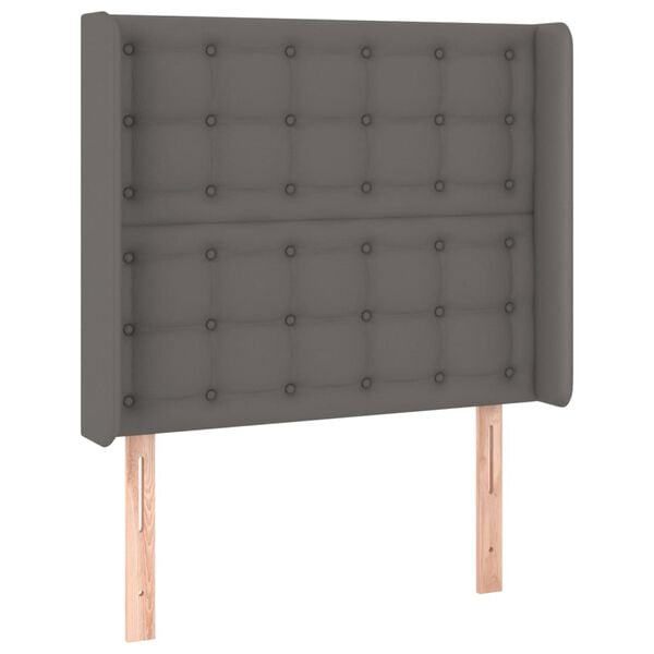 vidaXL Čelo postele typu u&scaron;&aacute;k &scaron;ed&eacute; 83x16x118/128 cm uměl&aacute; kůže