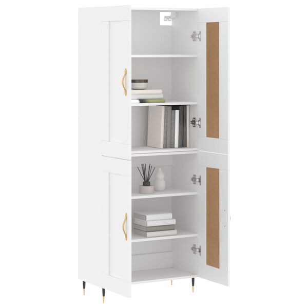 vidaXL Skř&iacute;ň highboard b&iacute;l&aacute; 69,5 x 34 x 180 cm kompozitn&iacute; dřevo