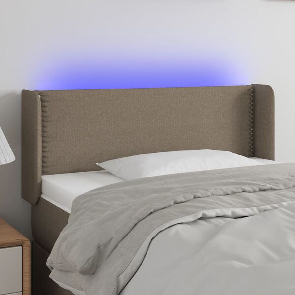 vidaXL Čelo postele s LED taupe 83 x 16 x 78/88 cm textil