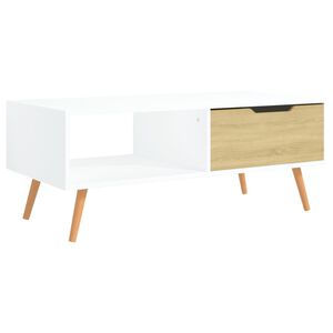 vidaXL Konferenčn&iacute; stolek b&iacute;l&yacute; a dub sonoma 100x49,5x43 cm dřevotř&iacute;ska