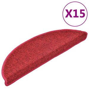 vidaXL Schodov&eacute; rohože 15 ks 56 x 17 x 3 cm červen&eacute; půlkulat&eacute;