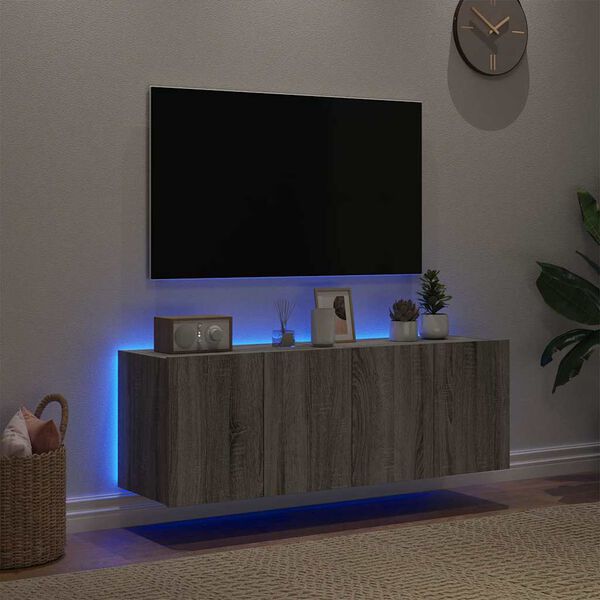 vidaXL N&aacute;stěnn&eacute; TV skř&iacute;ňky s LED 2 ks &scaron;ed&eacute; sonoma 60 x 35 x 41 cm