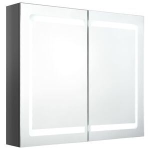 vidaXL LED koupelnová skříňka se zrcadlem zářivě šedá 80 x 12 x 68 cm