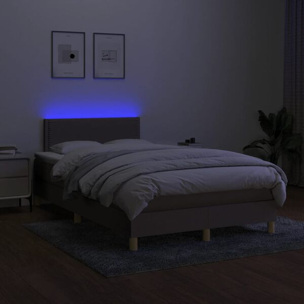 vidaXL Box spring postel s matrac&iacute; a LED taupe 120x190 cm textil