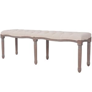 vidaXL Lavice se lněn&yacute;m čalouněn&iacute;m 150 x 40 x 48 cm kr&eacute;mově b&iacute;l&aacute;