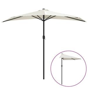 vidaXL Slunečn&iacute;k na balkon hlin&iacute;kov&aacute; tyč p&iacute;skov&yacute; 270x144 cm půlkruh