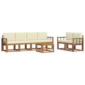 vidaXL Venkovn&iacute; pohovkov&aacute; souprava 7 pcs Přirozen&aacute; a Kr&eacute;mov&aacute;