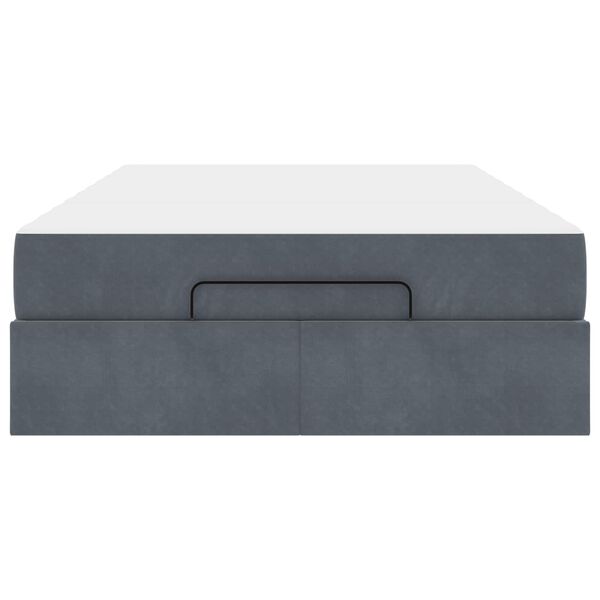 vidaXL R&aacute;m postele s matrac&iacute; s matrac&iacute; 2 pcs Tmavě &Scaron;ed&aacute; samet
