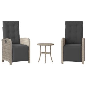 vidaXL 3d&iacute;ln&yacute; bistro set s podu&scaron;kami světle &scaron;ed&yacute; polyratan