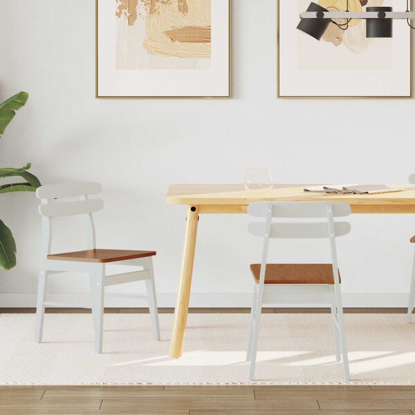 vidaXL J&iacute;deln&iacute; židle 2 pcs B&iacute;l&aacute; a př&iacute;rodn&iacute; Masivn&iacute; gumov&eacute; dřevo