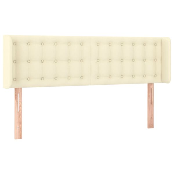 vidaXL Čelo postele s LED kr&eacute;mov&eacute; 147 x 16 x 78/88 cm uměl&aacute; kůže