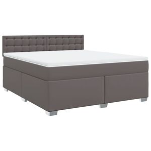 vidaXL Box spring postel s matrac&iacute; &scaron;ed&aacute; 180x200 cm uměl&aacute; kůže