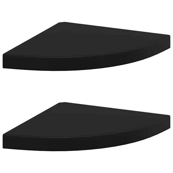 323920 vidaXL Floating Corner Shelves 2 pcs Black 35x35x3,8 cm MDF