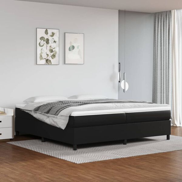 vidaXL Box spring postel s matrac&iacute; čern&aacute; 200x200 cm uměl&aacute; kůže
