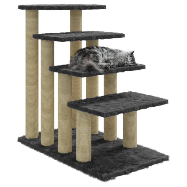 vidaXL &Scaron;krabadlo pro kočky se sisalov&yacute;mi sloupky tmavě &scaron;ed&eacute; 63 cm