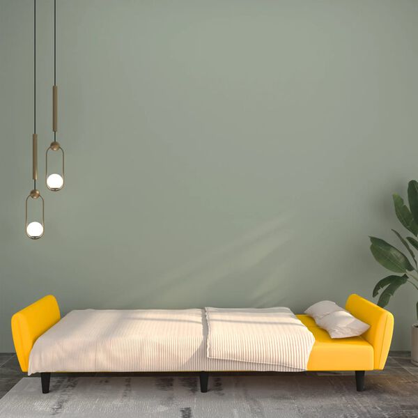 vidaXL 2m&iacute;stn&aacute; rozkl&aacute;dac&iacute; pohovka žlut&aacute; samet