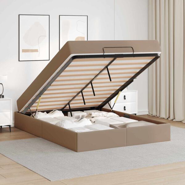 vidaXL R&aacute;m postele s matrac&iacute; s matrac&iacute; 2 pcs Žlutohněd&aacute; PVC