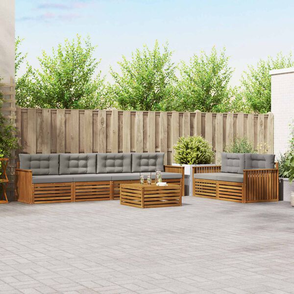 vidaXL Venkovn&iacute; pohovkov&aacute; souprava 7 pcs Př&iacute;rodn&iacute; a světle &scaron;ed&aacute;