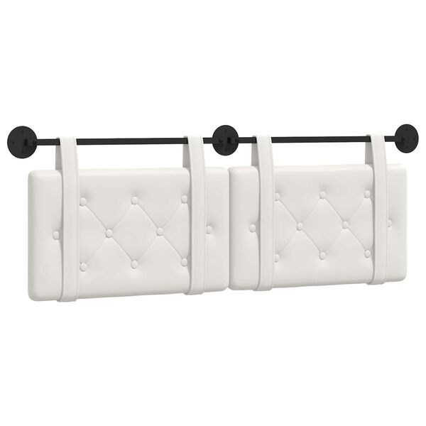 vidaXL Z&aacute;věsn&aacute; čeln&iacute; deska N&aacute;stěnn&yacute; B&iacute;l&yacute; 150 x 55 x 5 cm Uměl&aacute; kůže