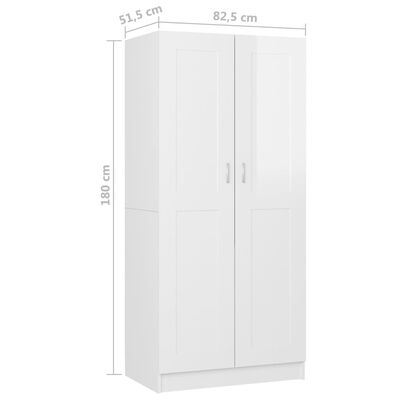 vidaXL Šatní skříň bílá s vysokým leskem 82,5x51,5x180 cm dřevotříska