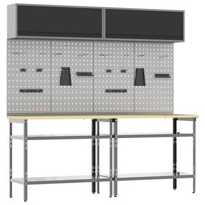 vidaXL Sada pracovn&iacute;ho stolu 8 ks Čern&aacute; a &scaron;ed&aacute; 200 x 55 x 200 cm