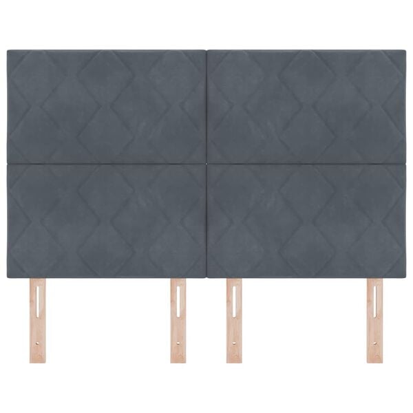 vidaXL Čelo postele s čelo Tmavě &scaron;ed&aacute; 144 cm samet