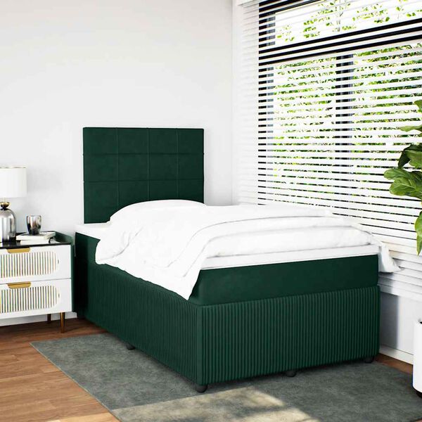 vidaXL Box spring postel s matrac&iacute; tmavě zelen&aacute; 120x190 cm samet