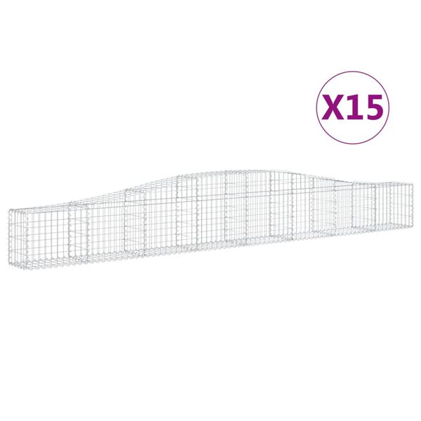 vidaXL Klenut&eacute; gabionov&eacute; ko&scaron;e 15 ks 400x30x40/60 cm pozinkovan&eacute; železo