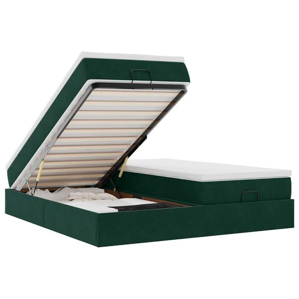 vidaXL Osmansk&yacute; r&aacute;m postele s matrac&iacute; tmavě zelen&aacute; 200x200cm samet