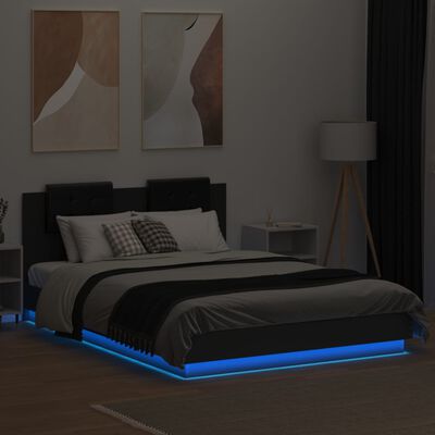 vidaXL Rám postele s čelem a LED osvětlením černý 150 x 200 cm