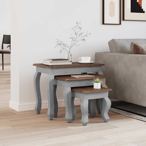 vidaXL Sada hn&iacute;zdov&yacute;ch stolků 3 ks masivn&iacute; mahagonov&eacute; dřevo