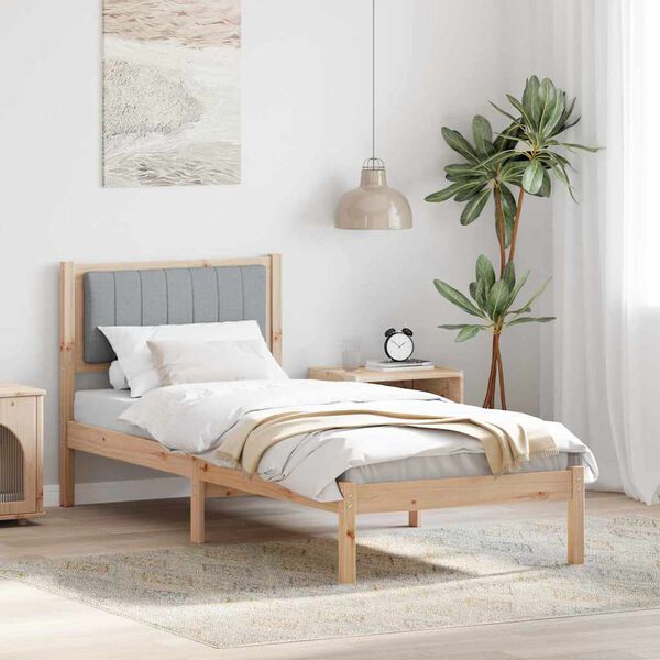 vidaXL R&aacute;m postele s čalouněn&yacute;m čelem s čelo Světle &scaron;ed&aacute; 80 x 200 cm