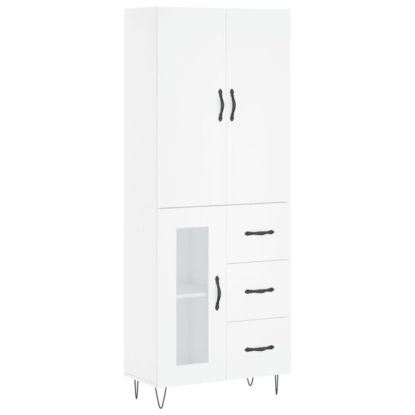 vidaXL Skř&iacute;ň highboard b&iacute;l&aacute; 69,5 x 34 x 180 cm kompozitn&iacute; dřevo