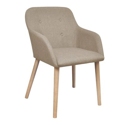 vidaXL Jídelní židle 2 ks béžové textil a masivní dubové dřevo