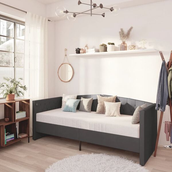 vidaXL V&aacute;lenda s matrac&iacute; a USB tmavě &scaron;ed&aacute; samet 90 x 200 cm