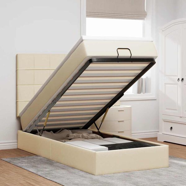 vidaXL Osmanský rám postele s matrací krémově 90x190cm textil