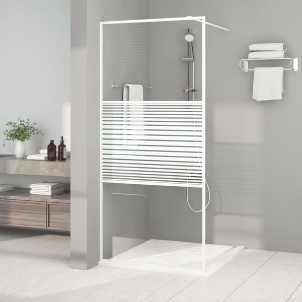 vidaXL Sprchov&aacute; z&aacute;stěna walk-in b&iacute;l&aacute; 90 x 195 cm čir&eacute; ESG sklo